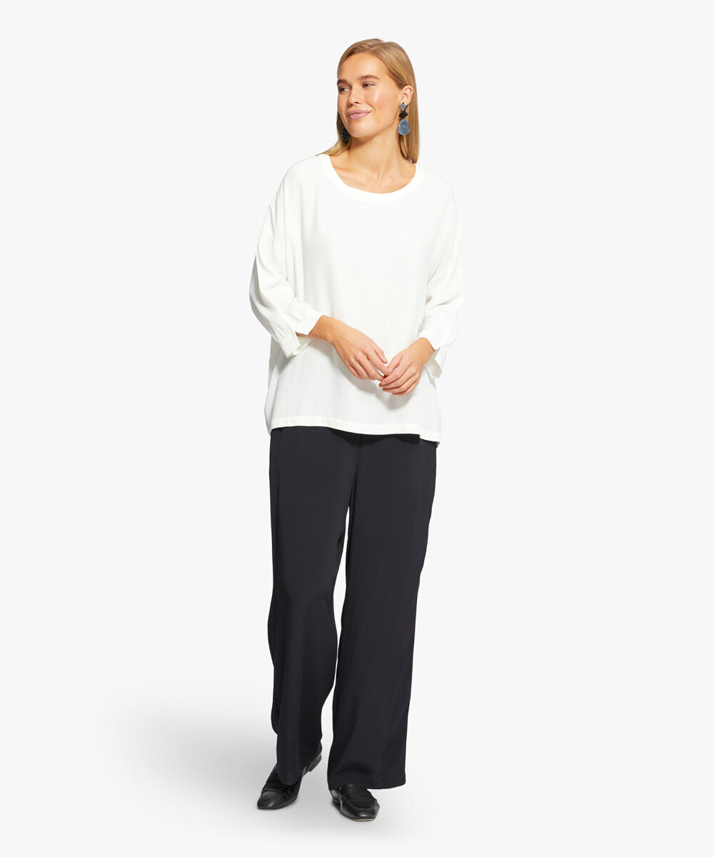 Blouse En Viscose &Agrave; Manches 3/4, Cream