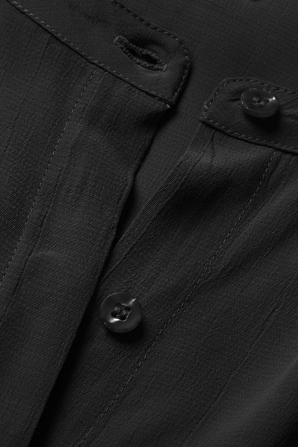 Robe Chemise En Viscose &Agrave; Manches Trois-quarts, Black