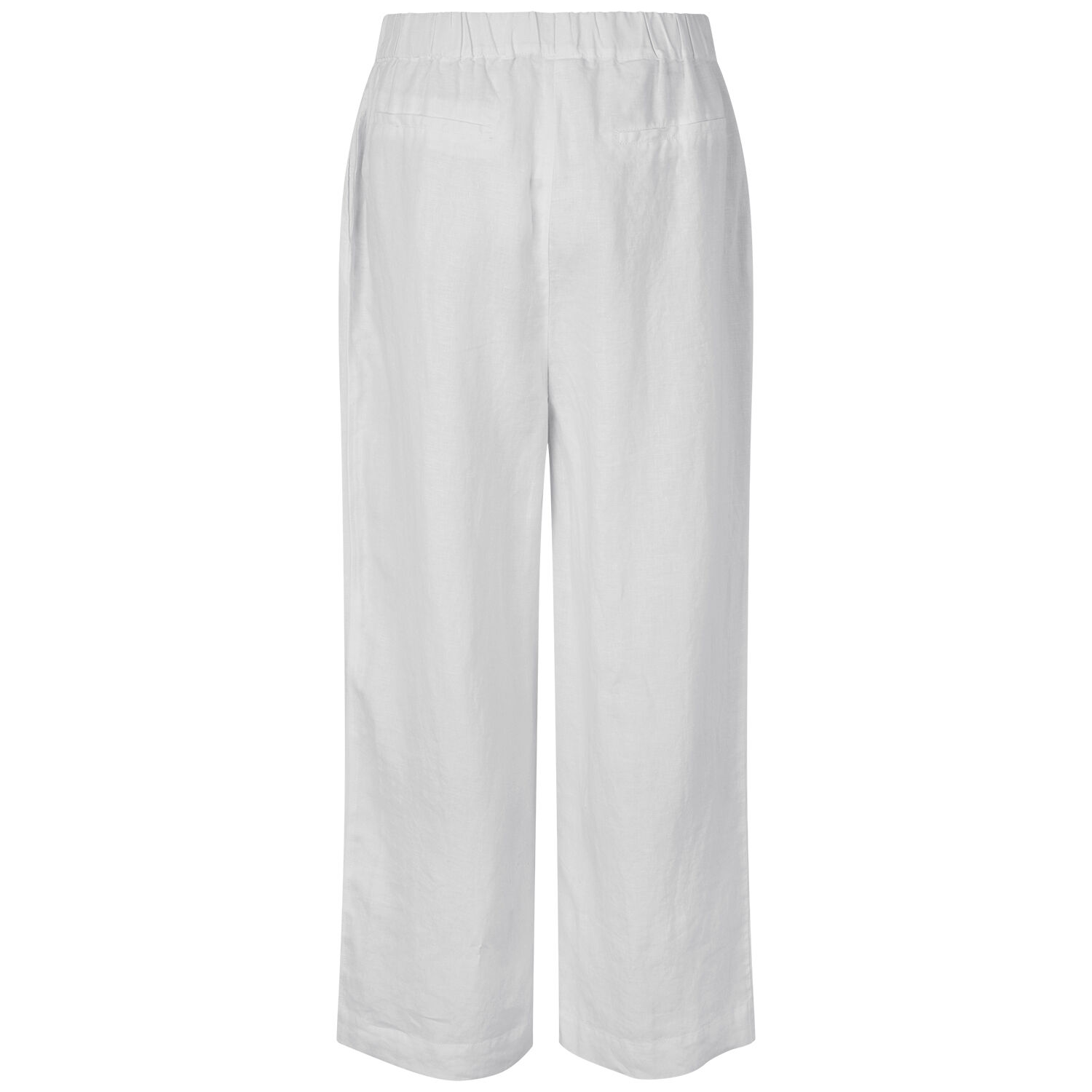 pantalon en lin &agrave; jambes larges et taille &eacute;lastique, White