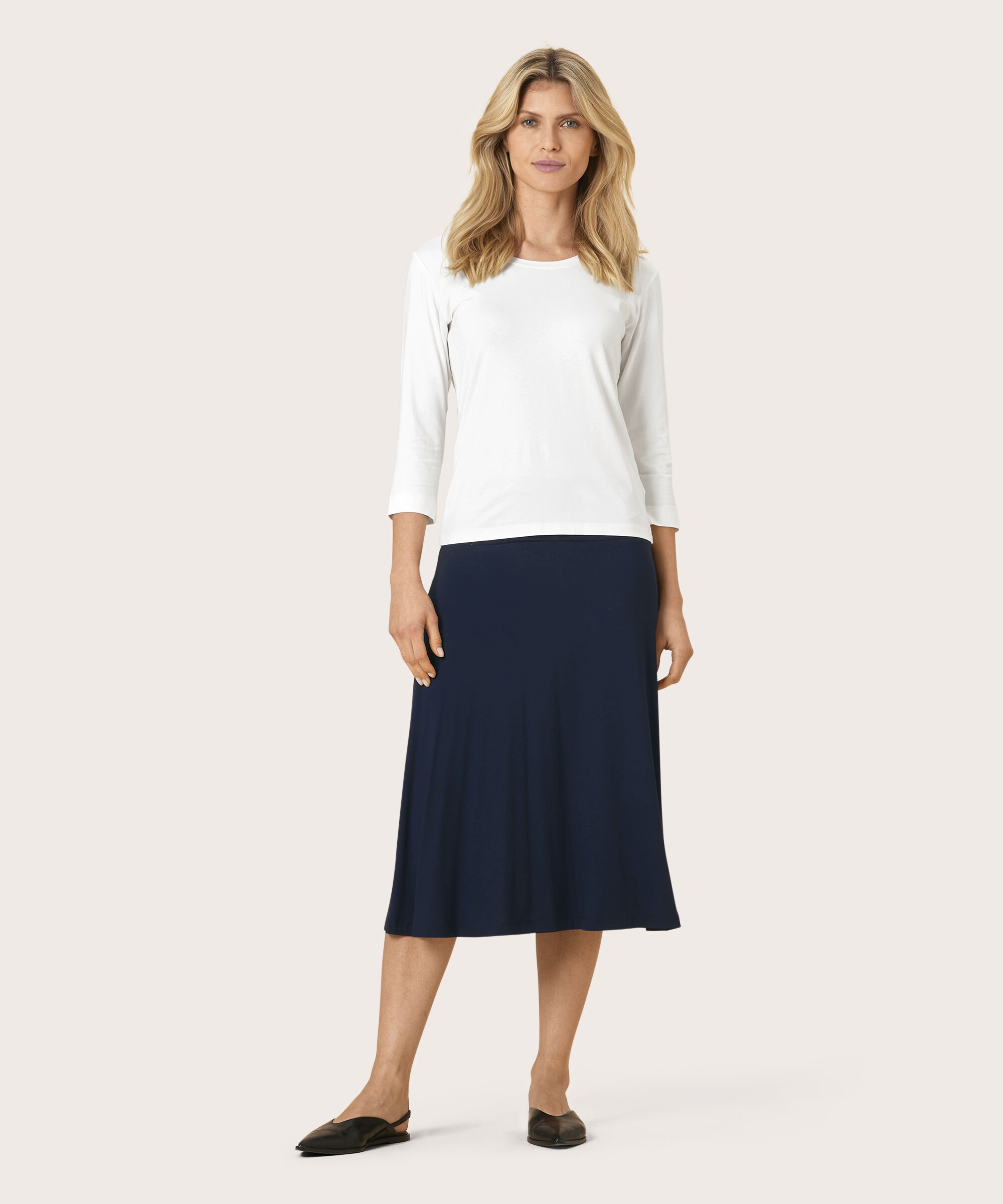 jupe classique en jersey stretch, Navy